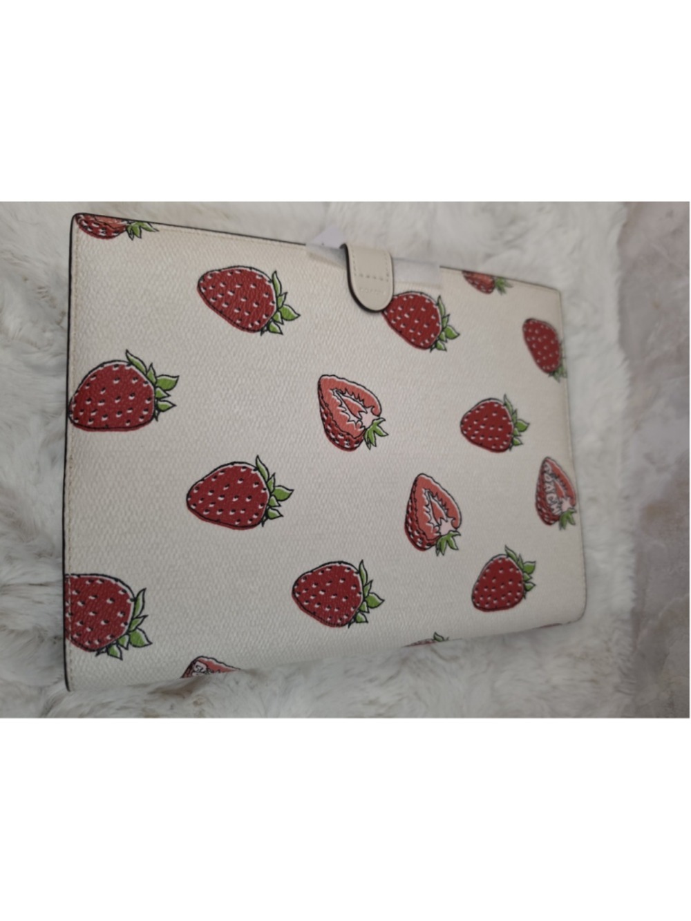 NWT Coach Notebook With Strawberry Print In Canvas/Leather Chalk Multi CAO4 - Picture 4 of 10